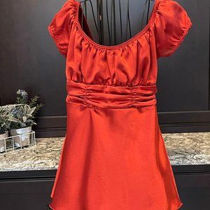 Heart Soul Red Satin Cap Sleeve Shirt